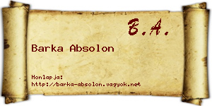Barka Absolon névjegykártya
